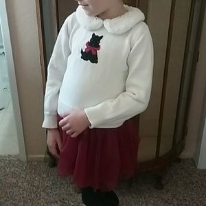 Gymboree Faux Fur Collar Sweater w/little Dog Sz 6